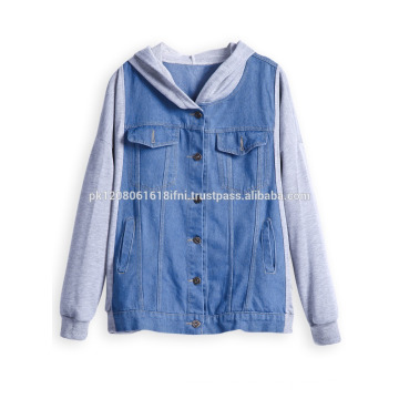 women loose style jeans jacket fleece sleeves wholesale